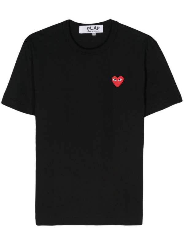 heart-patch cotton T-shirt