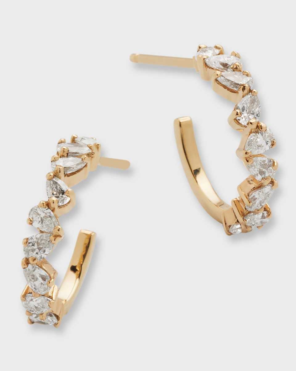 Zig Zag Pear Diamond Huggie Earrings