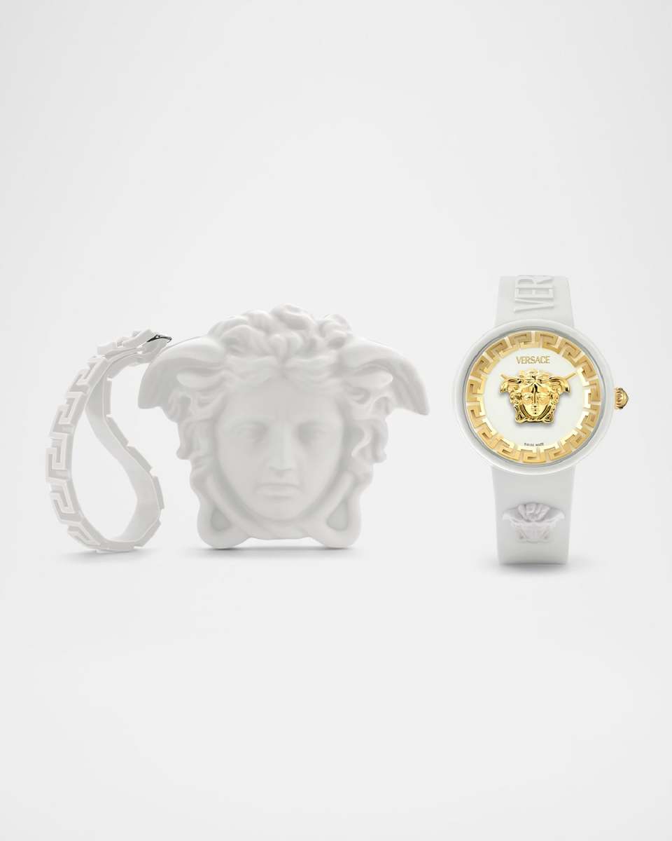 Medusa Pop White Silicone Watch with Pouch, 39mm