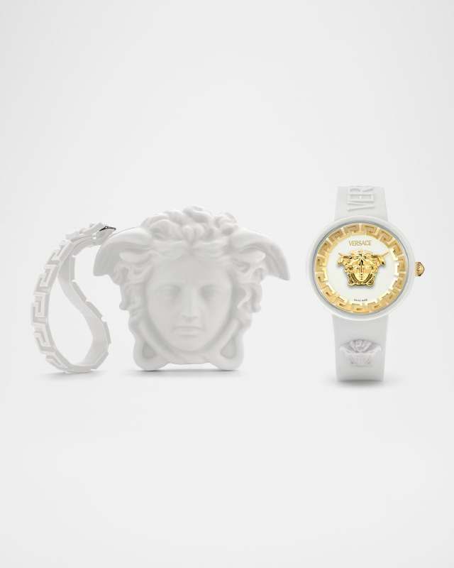 Medusa Pop White Silicone Watch with Pouch, 39mm