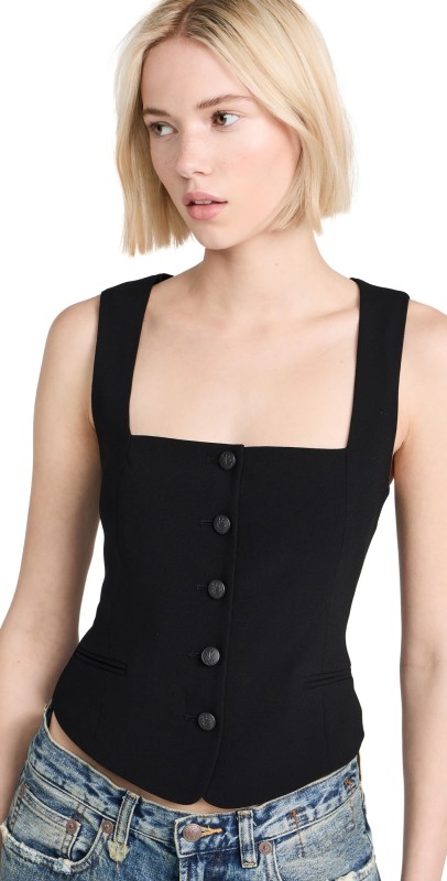 rag & bone Mariana Italian Crepe Vest Black