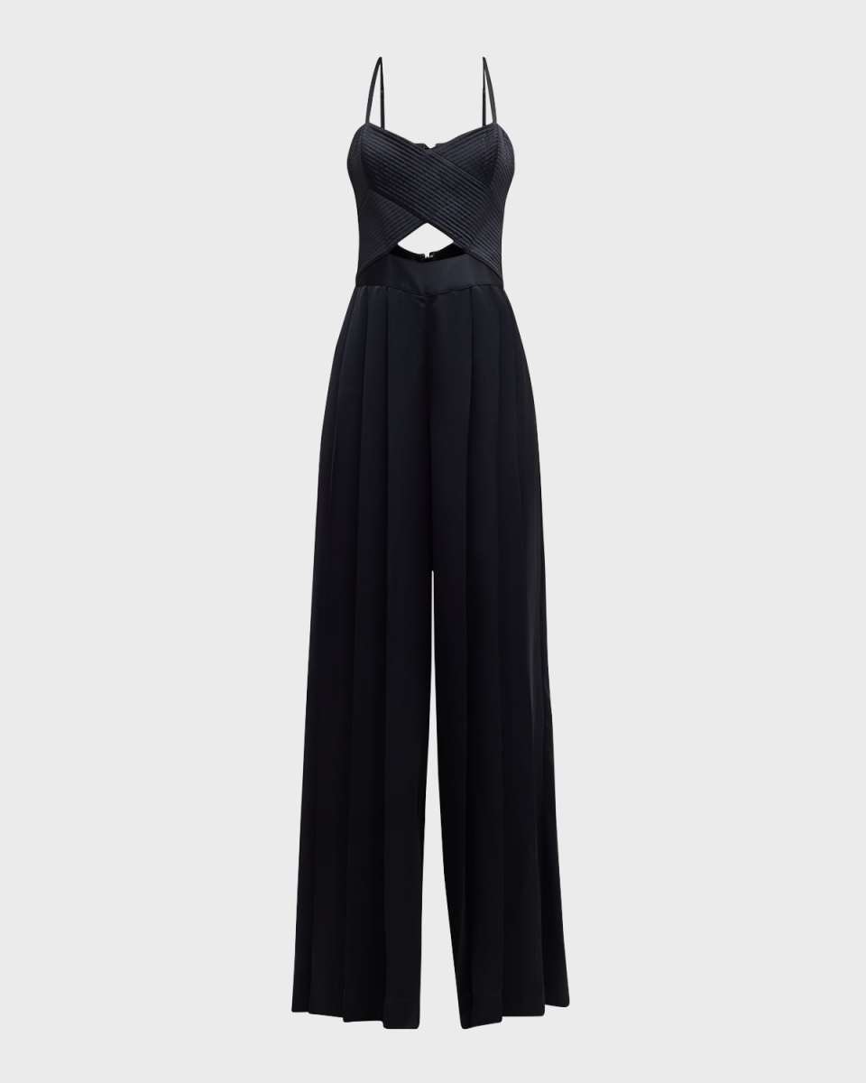 Malissa Pleated Cutout Wide-Leg Jumpsuit
