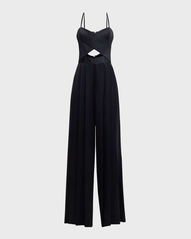 Malissa Pleated Cutout Wide-Leg Jumpsuit
