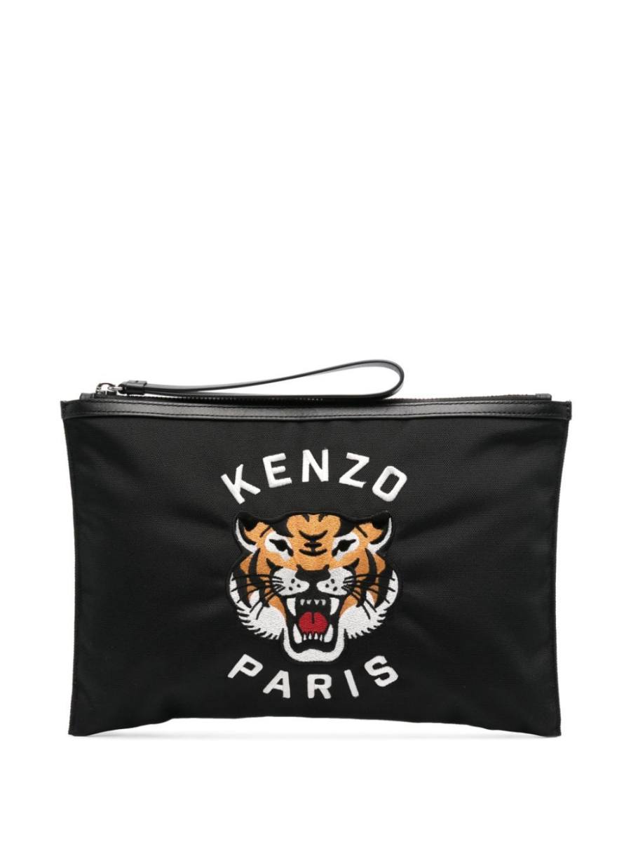 Tiger-Head-motif clutch bag