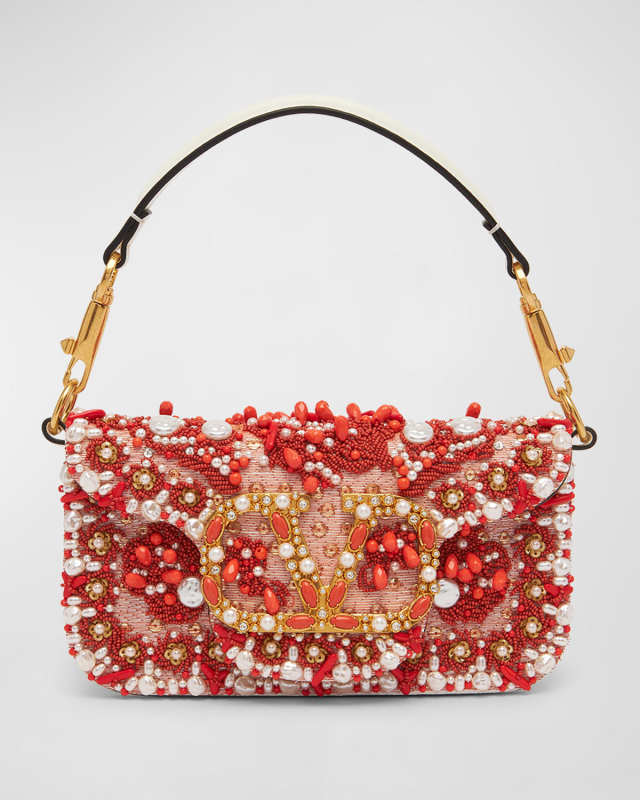 Loco Small Coral Jewel Chain Shoulder Bag