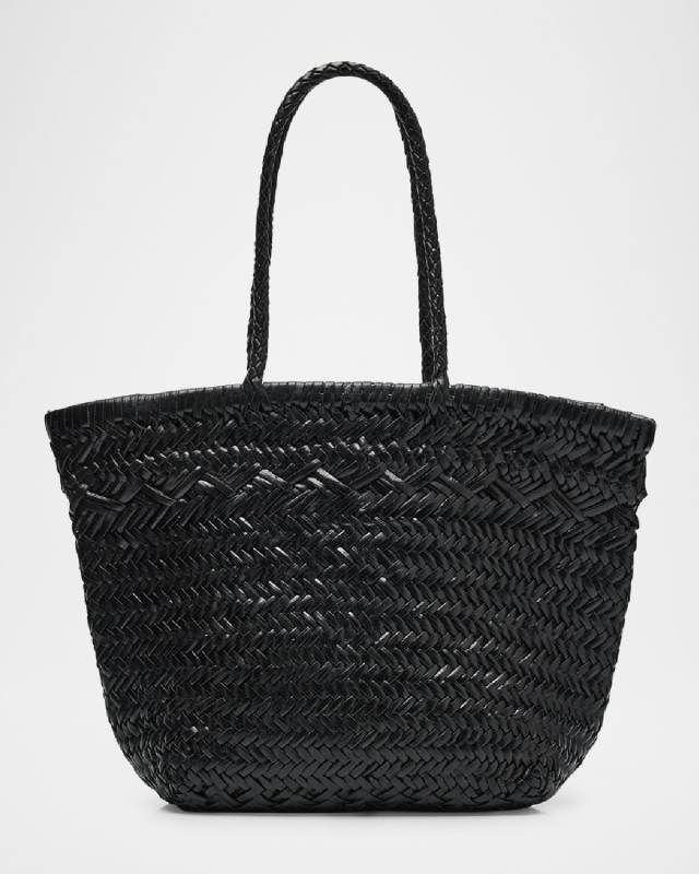 Easton Small Woven Leather Tote Bag