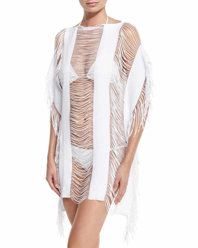 Monique Shredded Fringe-Trim Coverup