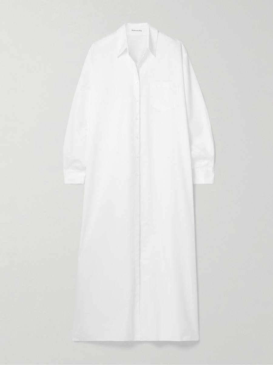 The Frankie Shop Avery oversized cotton-blend poplin maxi shirt dress