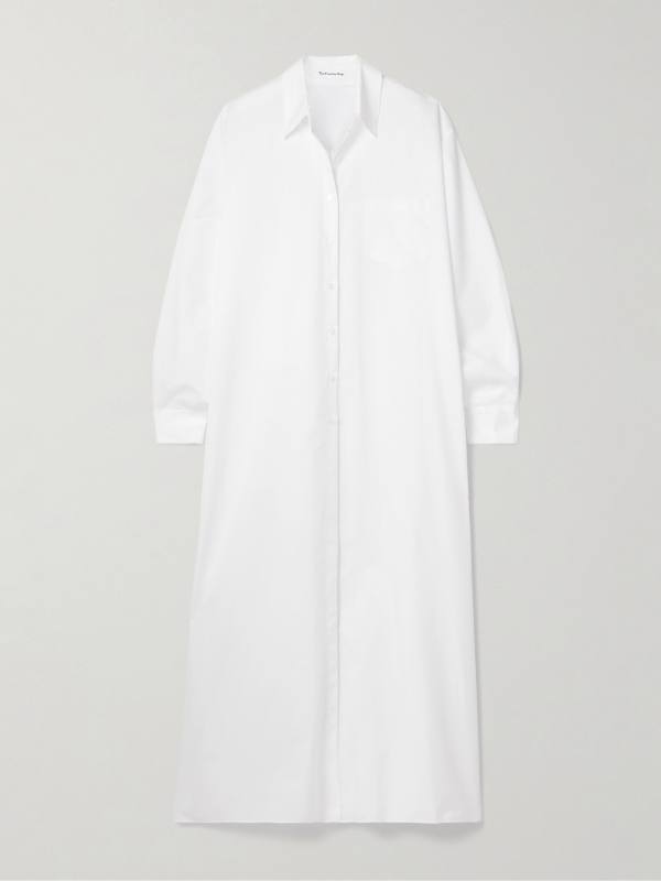The Frankie Shop Avery oversized cotton-blend poplin maxi shirt dress