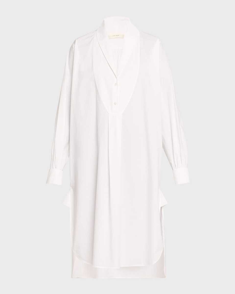 Elinor Long-Sleeve Bib-Front Midi Shirtdress