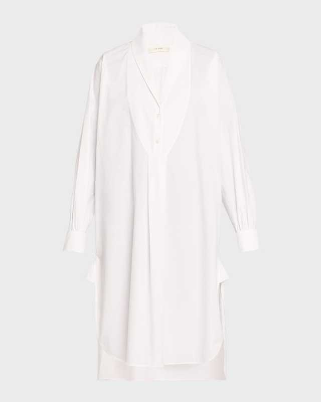 Elinor Long-Sleeve Bib-Front Midi Shirtdress