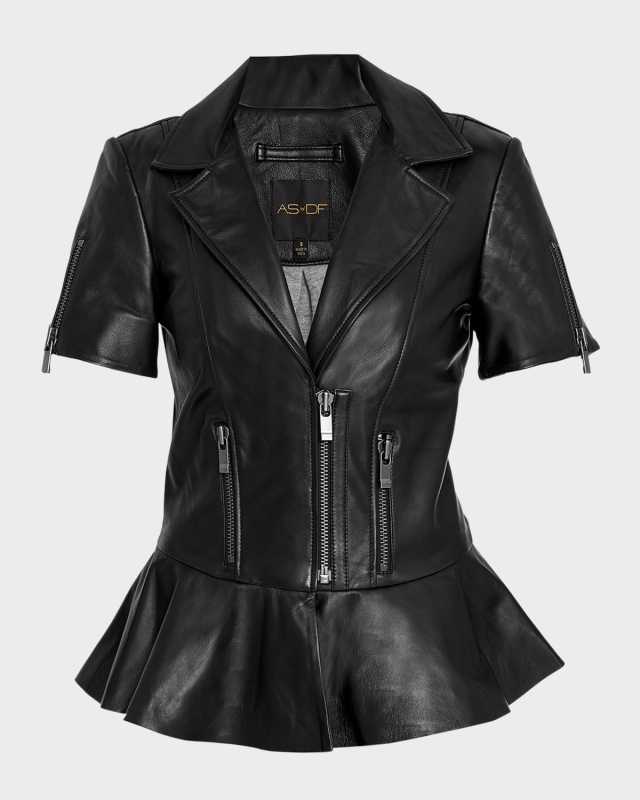 Kat Upcycled Leather Peplum Jacket