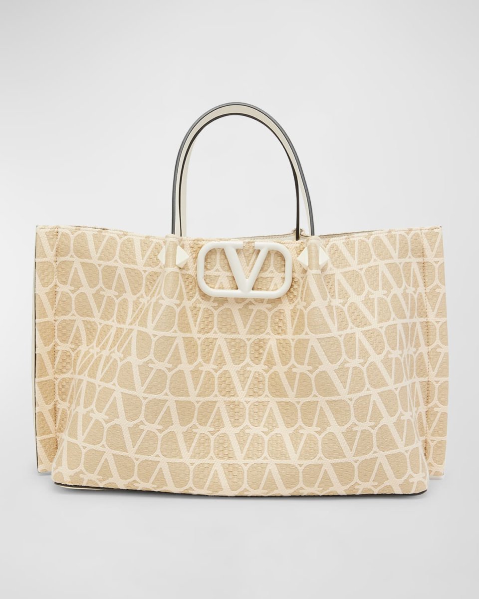 Medium VLOGO Iconographe Raffia Tote Bag
