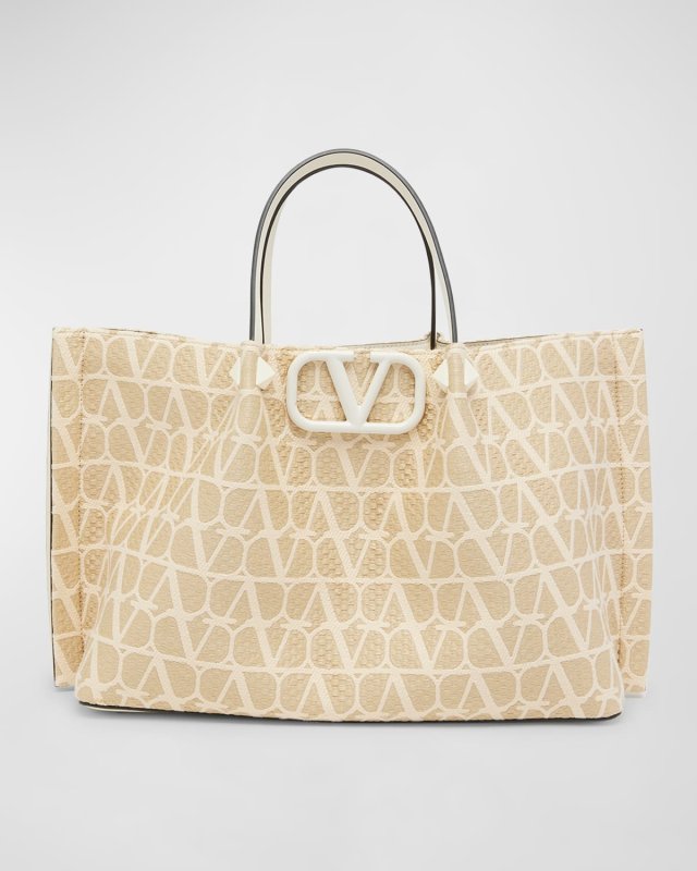Medium VLOGO Iconographe Raffia Tote Bag