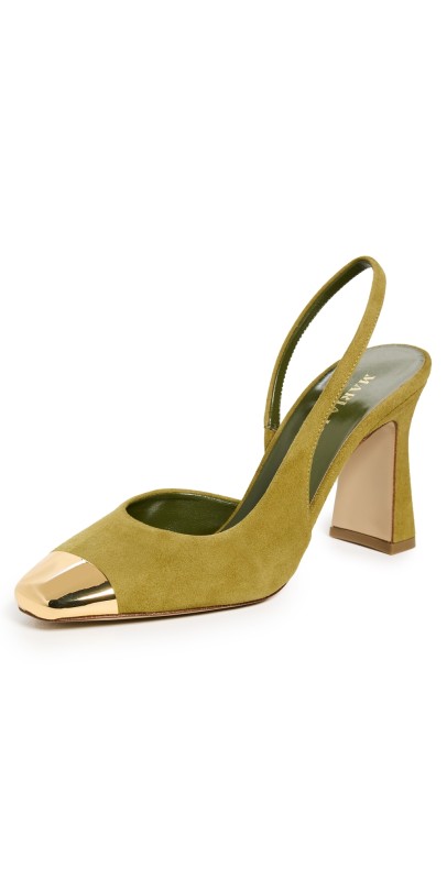 Maria Luca Eleonora Metal Toe Cap Slingback Pumps Khaki