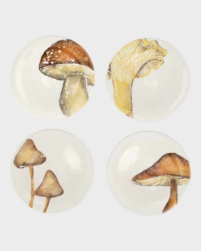 Autunno Assorted Mushroom Canape Plates, Set of 4