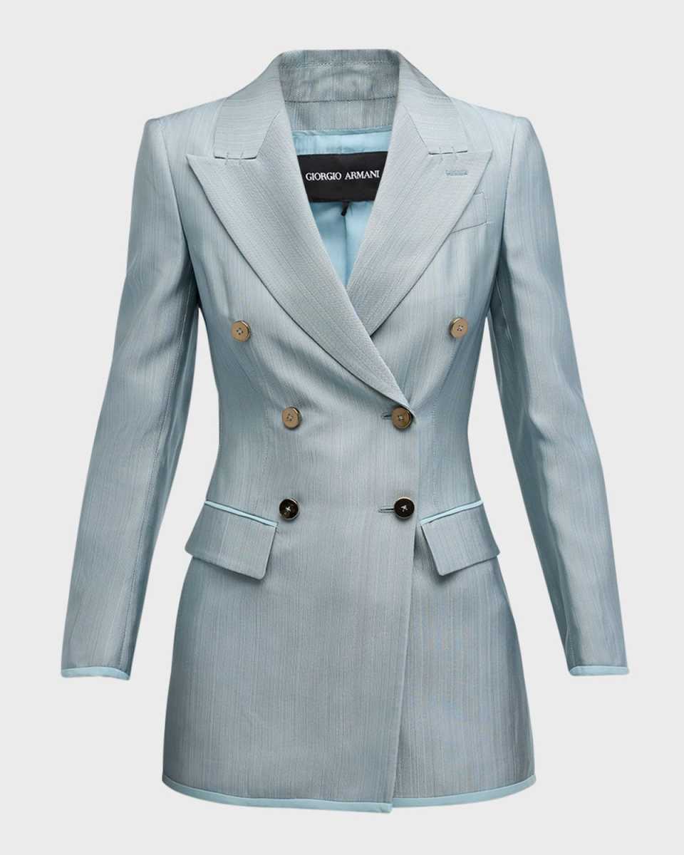 Textured Viscose Double-Breasted Blazer
