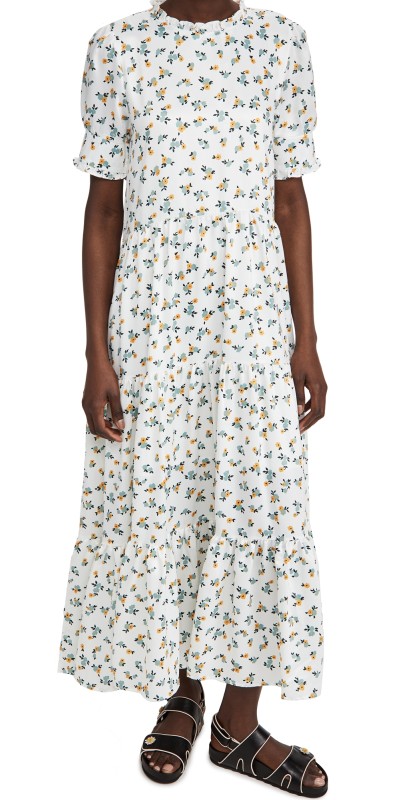 Sister Jane Wild Flower Tiered Maxi Dress Ivory/Yellow/Blue