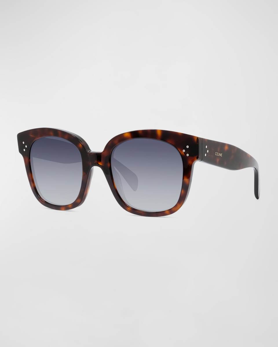 Square Polarized Acetate Sunglasses, Blue Pattern