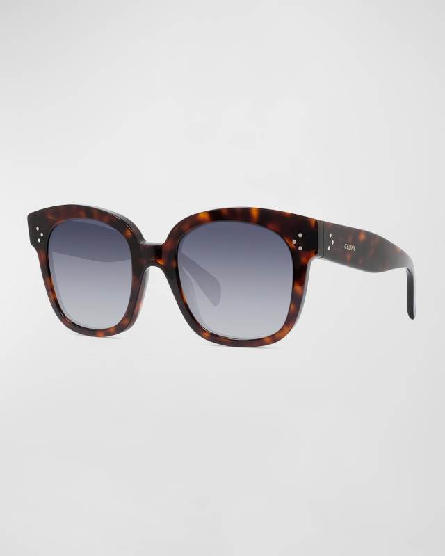 Square Polarized Acetate Sunglasses, Blue Pattern