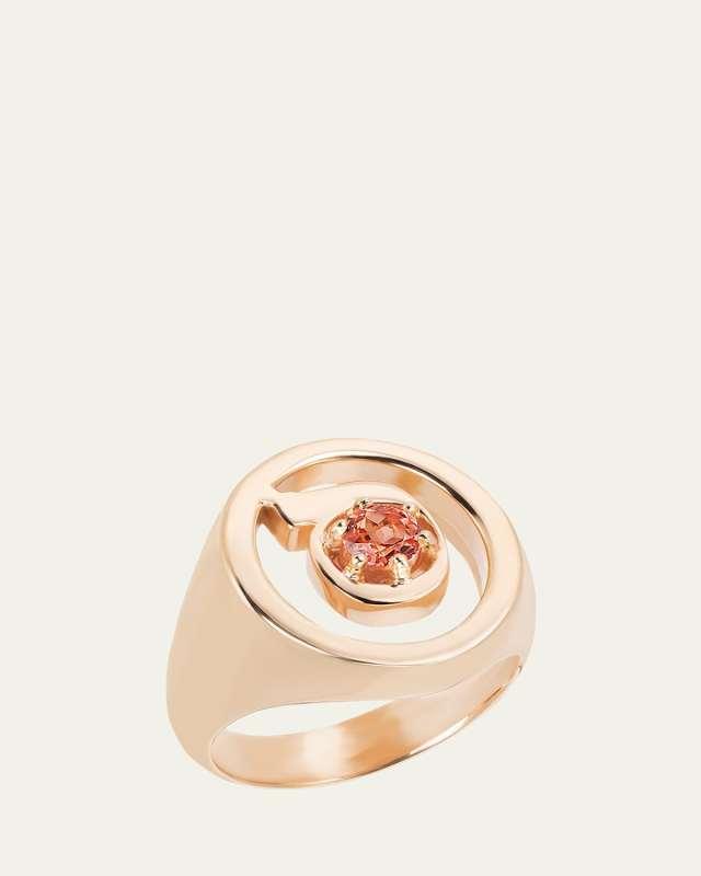 18K Gold Hebrew SAMECH Initial Signet Ring