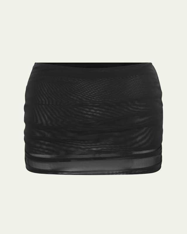 Claudia Gathered Mesh Mini Skirt
