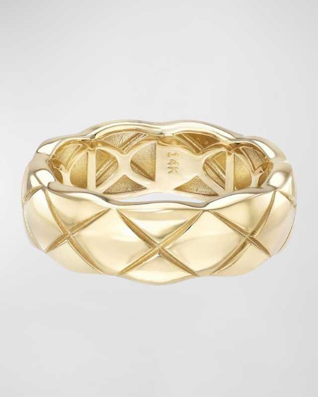 14K Gold Cross Hatch Band Ring, Size