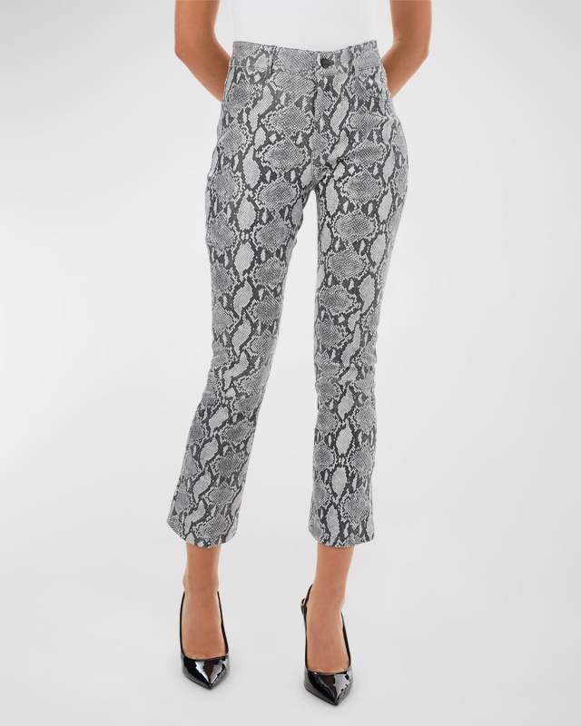 Faris Cropped Stretch Leather Flare Pants