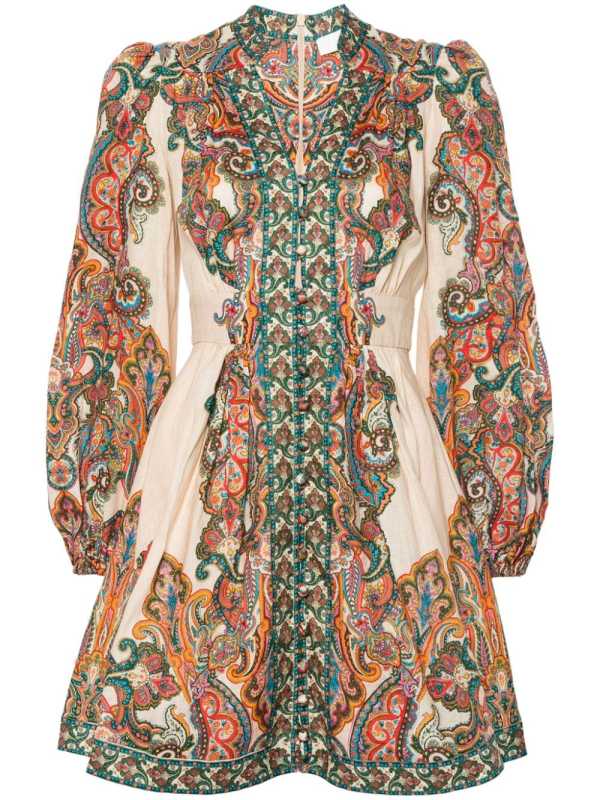 Ottie Plunge linen mini dress