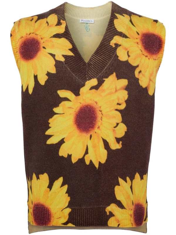 knitted printed vest
