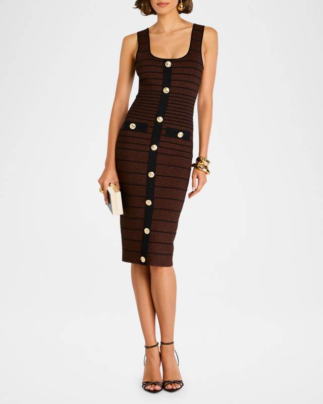 Weyla Sparkly Knit Buttoned Midi Dress