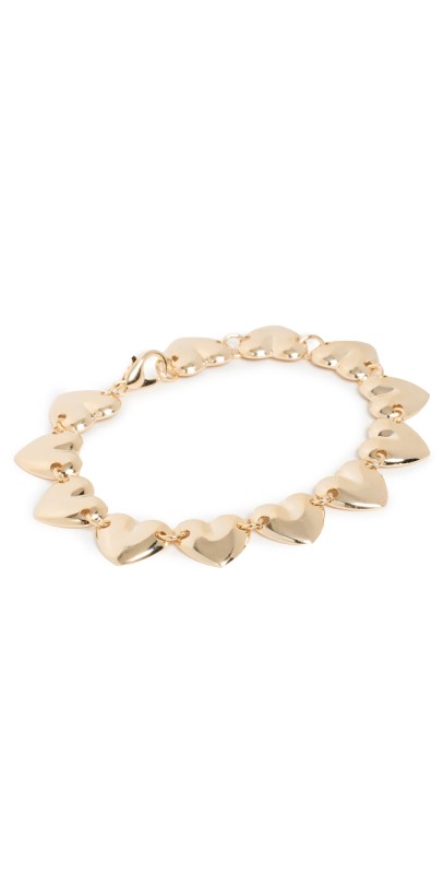 By Adina Eden Chunky Solid Hearts Bracelet Gold