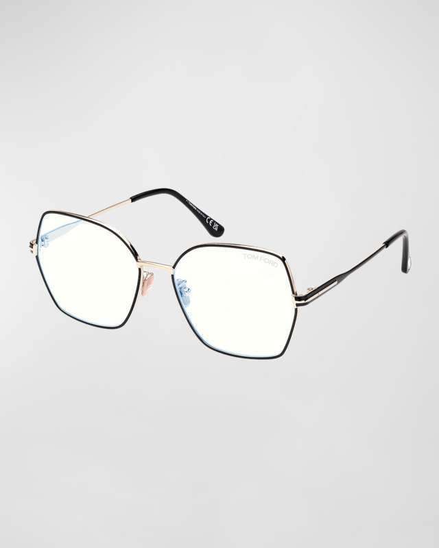 Blue Blocking Two-Tone Metal Butterfly Glasses