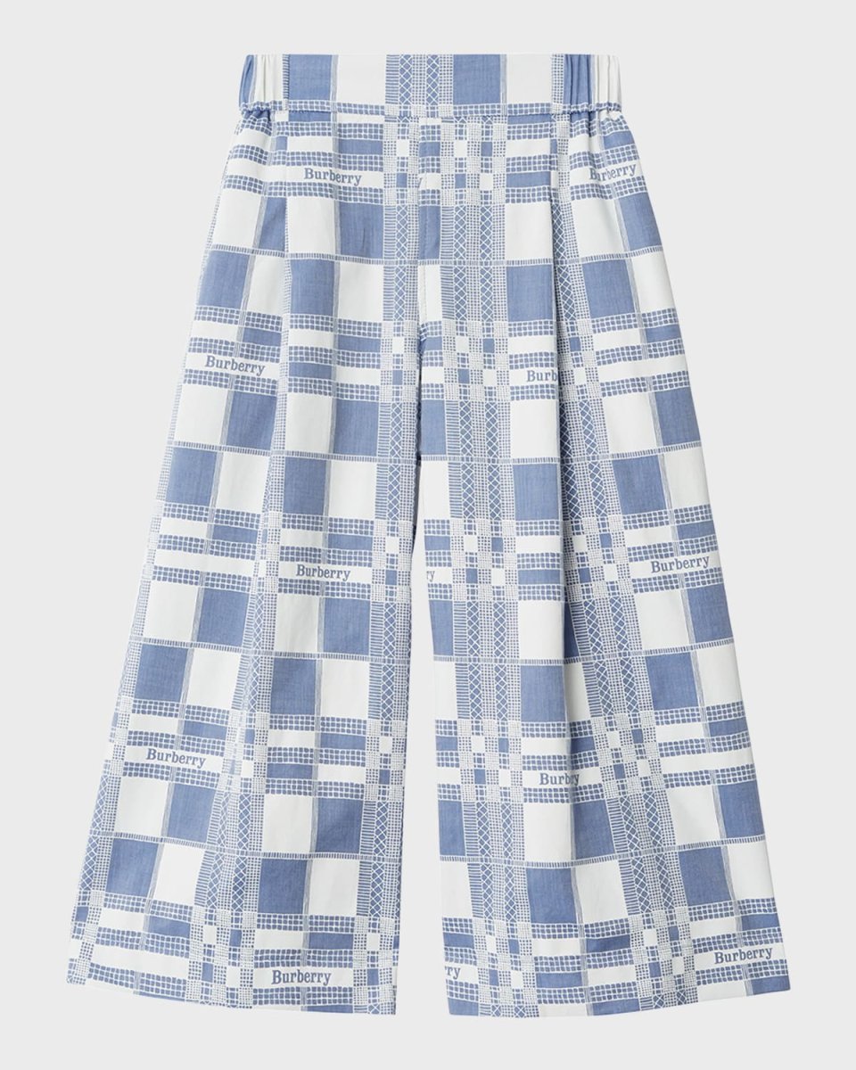 Girl's Maya Windowpane EKD Wide-Leg Pants, Size 12M-