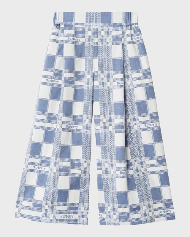 Girl's Maya Windowpane EKD Wide-Leg Pants, Size 12M-