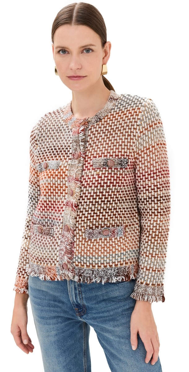 Veronica Beard Sariyah Knit Jacket Red Multi