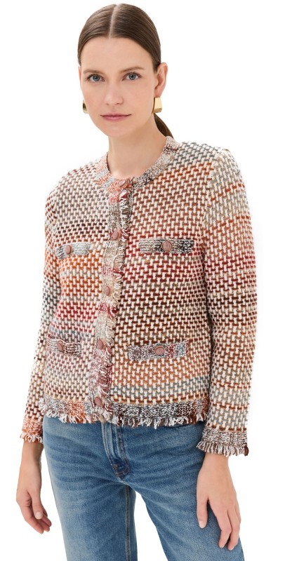 Veronica Beard Sariyah Knit Jacket Red Multi