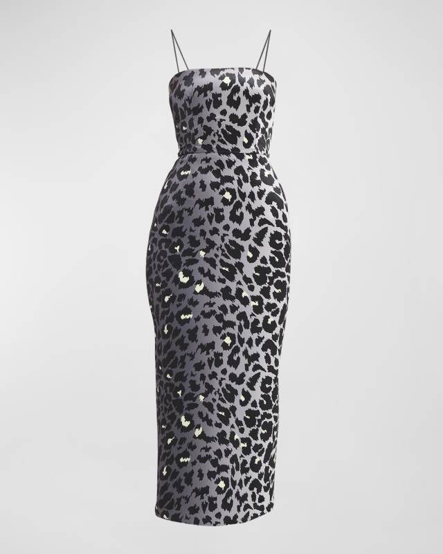 Printed Velvet Strapless Midi Dress