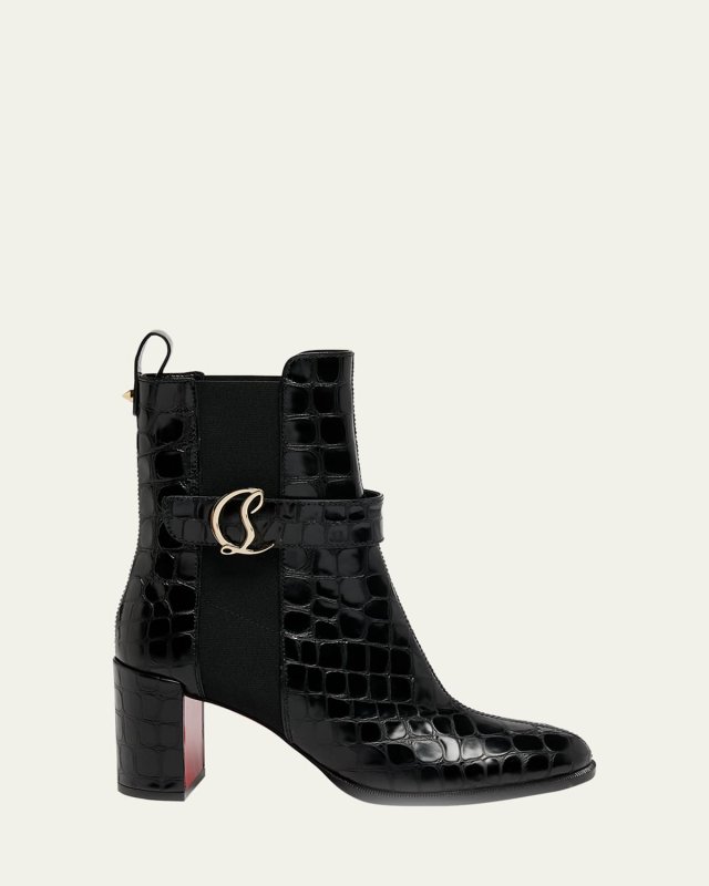 Croco Chelsea Red Sole Booties