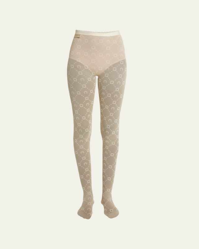 Regenerated Mesh Flock Glitter Footed Leggings
