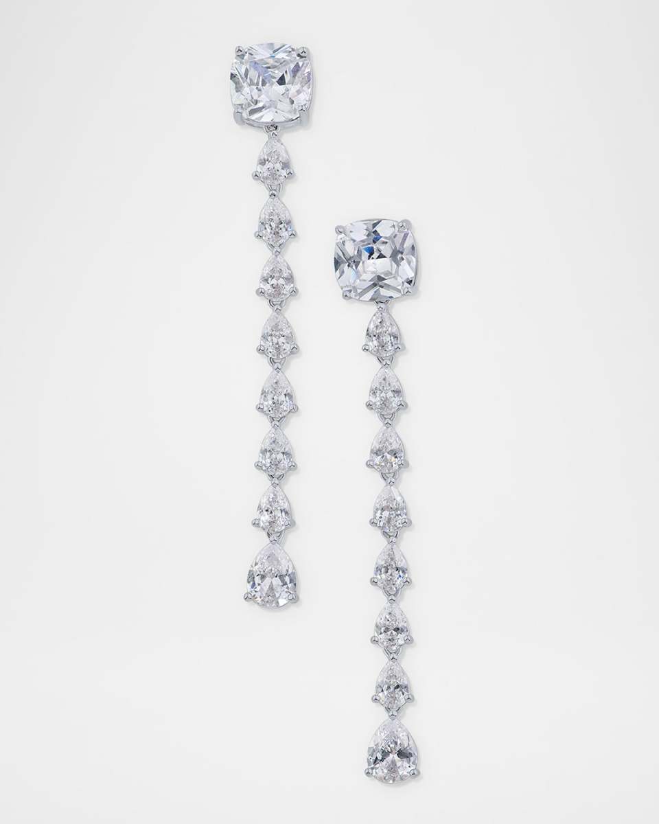 Pear and Cushion Cubic Zirconia Linear Drop Earrings