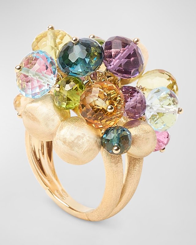 18K Yellow Gold Multi-Stone Ring, Size 7