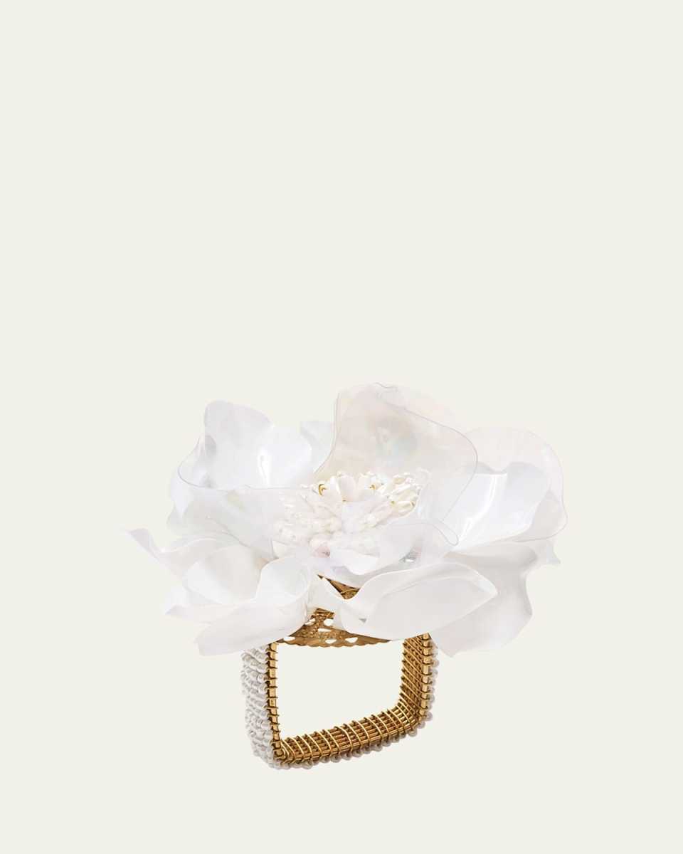 Gardenia Napkin Ring in White