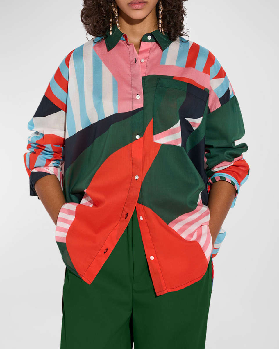 Falafel Oversized Abstract-Print Cotton Shirt