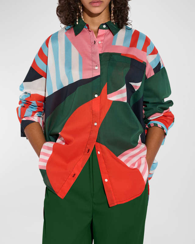 Falafel Oversized Abstract-Print Cotton Shirt
