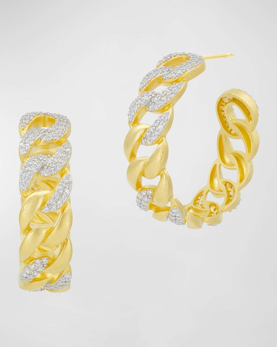 Pave Chain Link Hoop Earrings