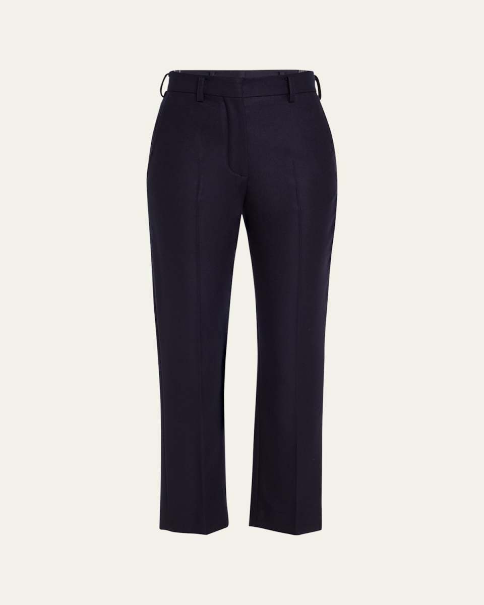 Doyle Cashmere Flannel Straight-Leg Ankle Trousers