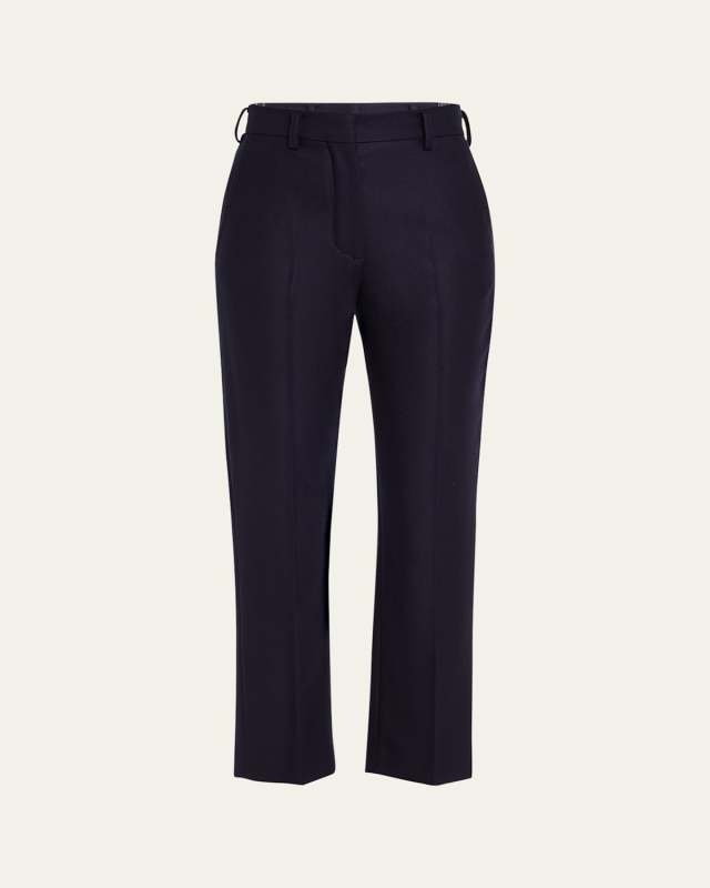 Doyle Cashmere Flannel Straight-Leg Ankle Trousers