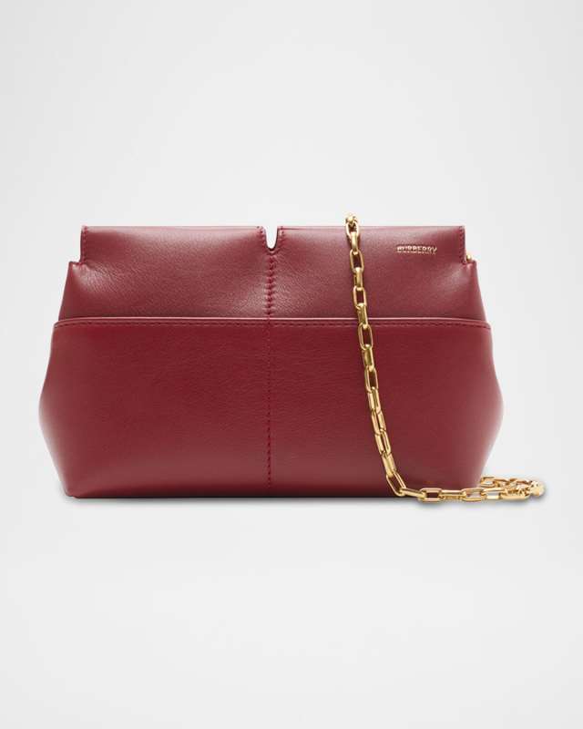 Snip Leather Clutch Bag with Chain Strap