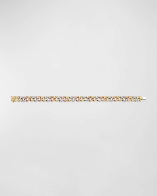 14k Tri-Tone Diamond Pave Small Link Bracelet